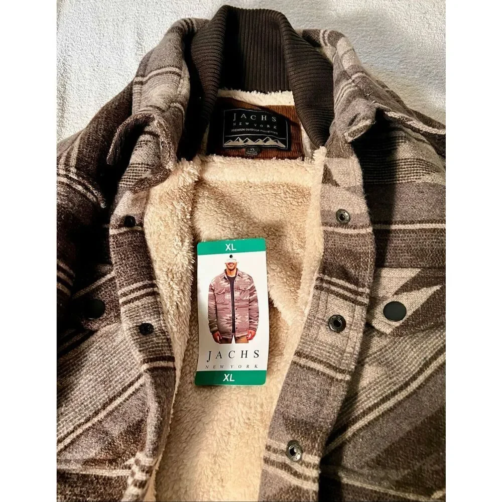 NWT JACHS New York Men's Aztec Sherpa-Lined Shirt Jacket Size XL